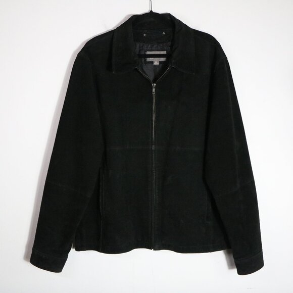 Wilsons Leather Vintage 90s Mens Suede Jacket XL Black Neutral Classic - Picture 1 of 7